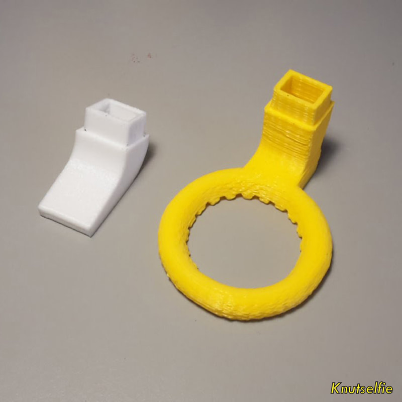 Mijn eerste 3D-print: een nieuwe fannozzle (geel)