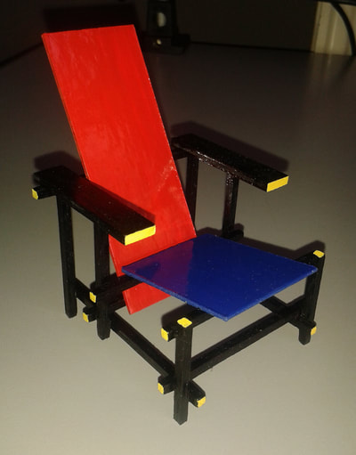 Roodblauwe stoel Rietveld

